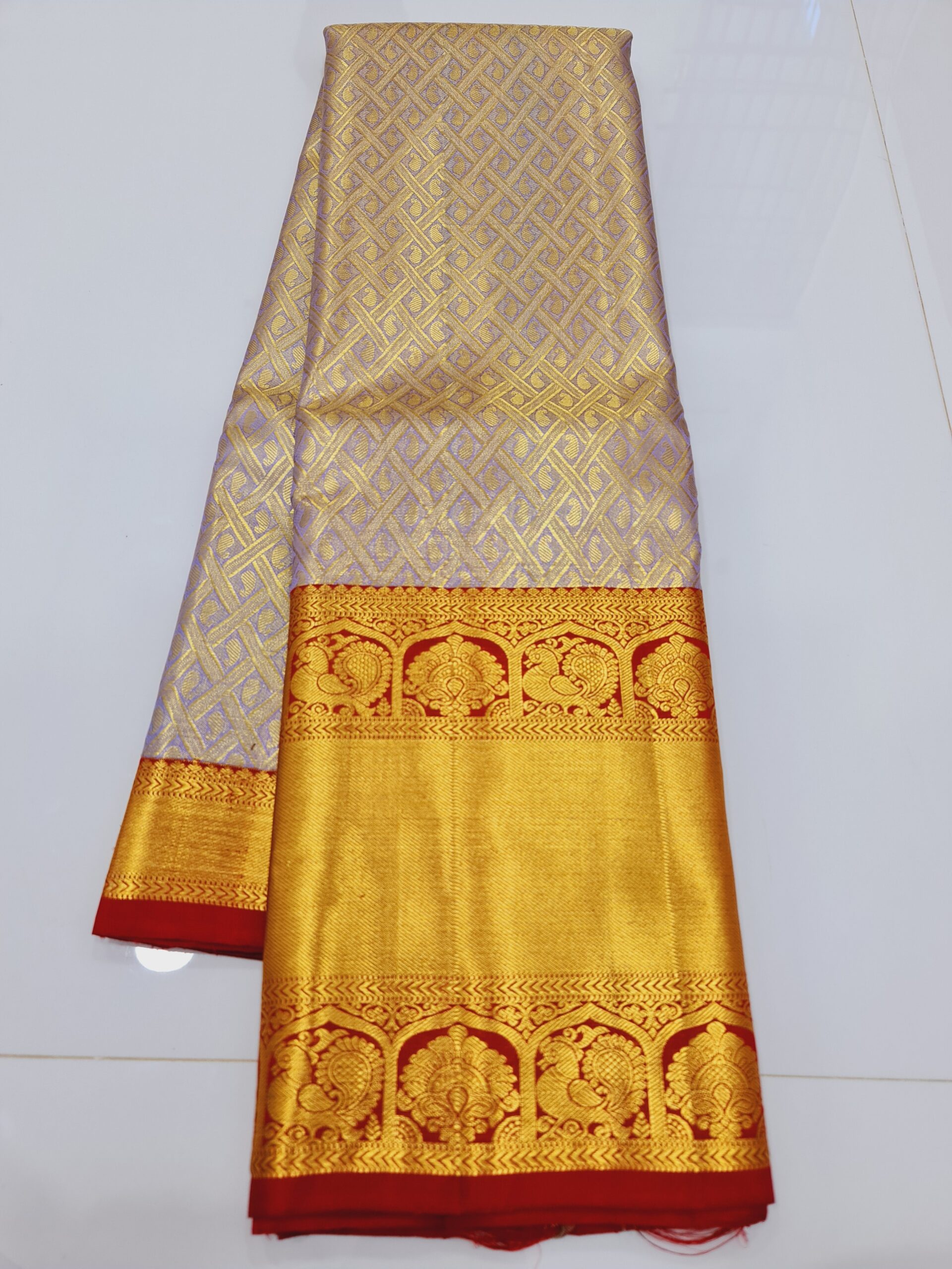 Red Kanjivaram Silk Saree In Woven Design 4189SR43